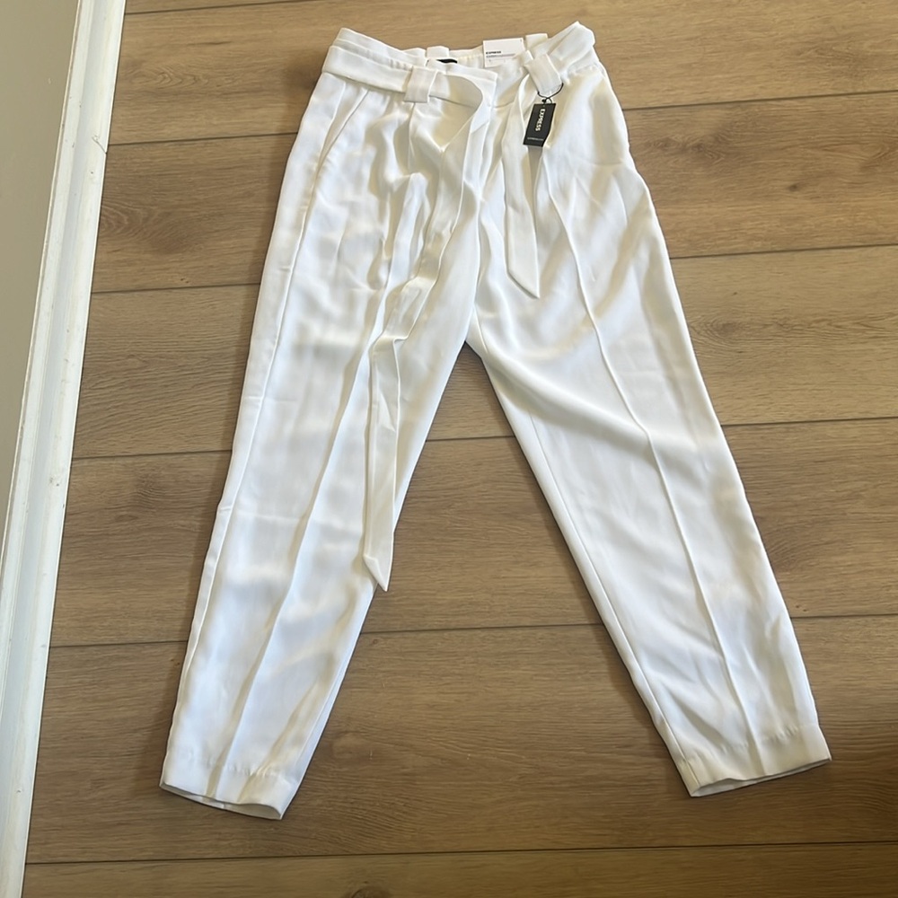 EXPRESS white ANKLE HIGH RISE pants SIZE 6 R - Picture 6 of 9